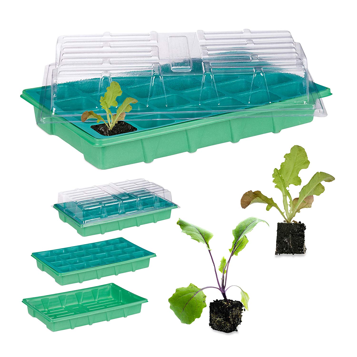Relaxdays, Green Mini Greenhouse, Lidded Germination Pod for 24 Plants