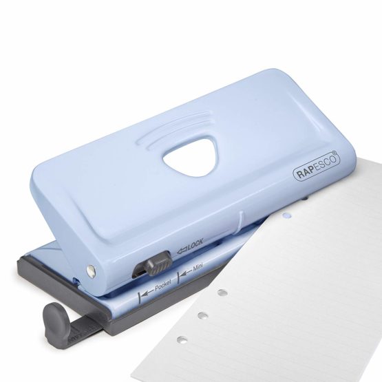 Rapesco 1323 Adjustable 6-Hole Organiser/Diary Punch, 10 Sheet Capacity, Powder Blue - Image 2
