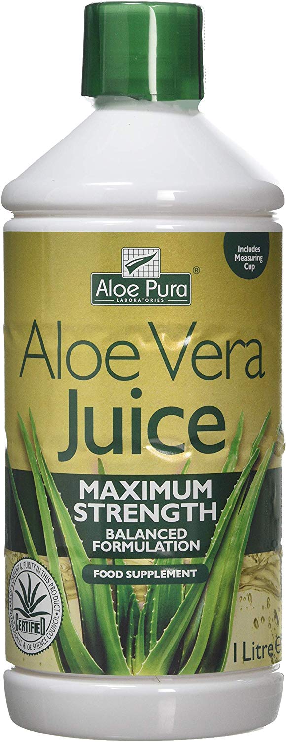 Aloe Pura Aloe Vera Maximum Strength Juice, Natural, Vegan, Cruelty Free, Food Supplement, 1ltr, 1 l (Pack of 1)