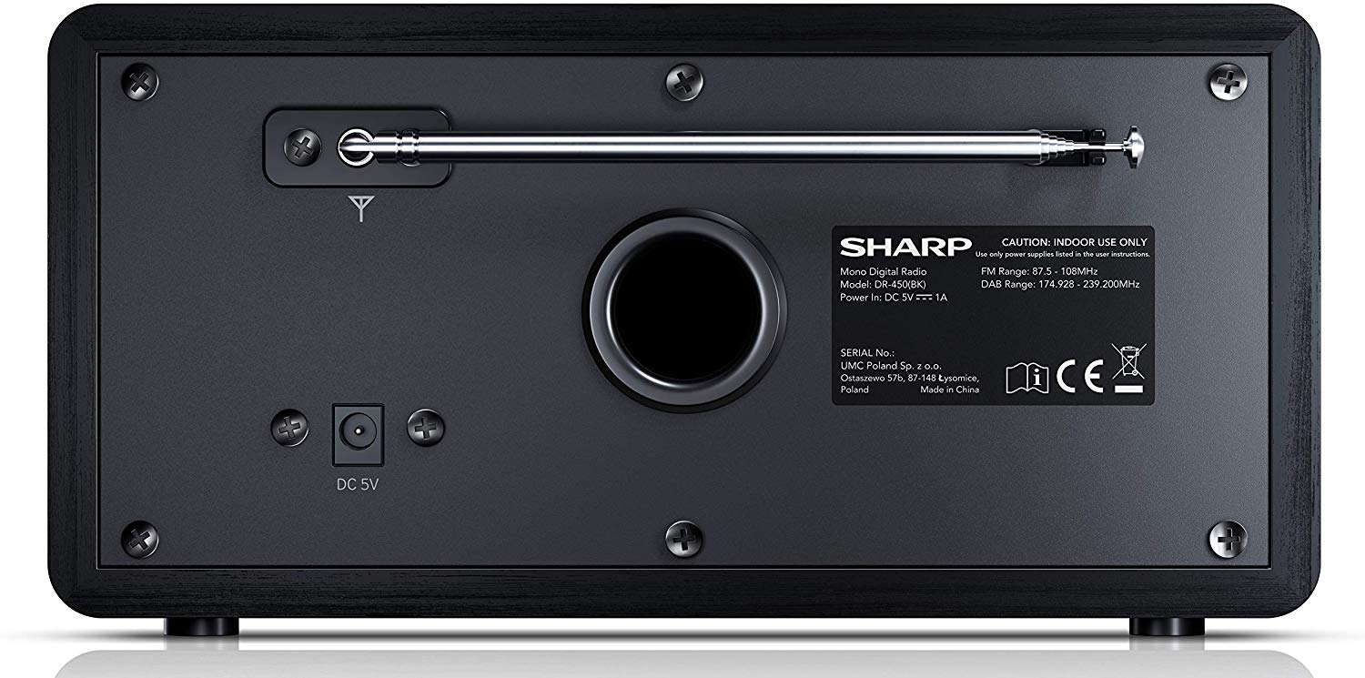 SHARP DR-450(BK) Digital Radio with DAB/DAB+/FM, Bluetooth 4.2, 20 Station Presets, Alarm & Snooze, Wooden Speaker Housing - Image 4