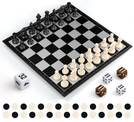 Black Travel Game Gibot 3-in-1 Magnetic Chess Game Educational Game for Kids 
