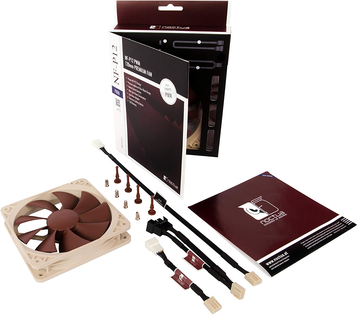 Noctua NF-P12 PWM, Premium Quiet Fan, 4-Pin (120mm, Brown), 120x120x25mm - Image 2