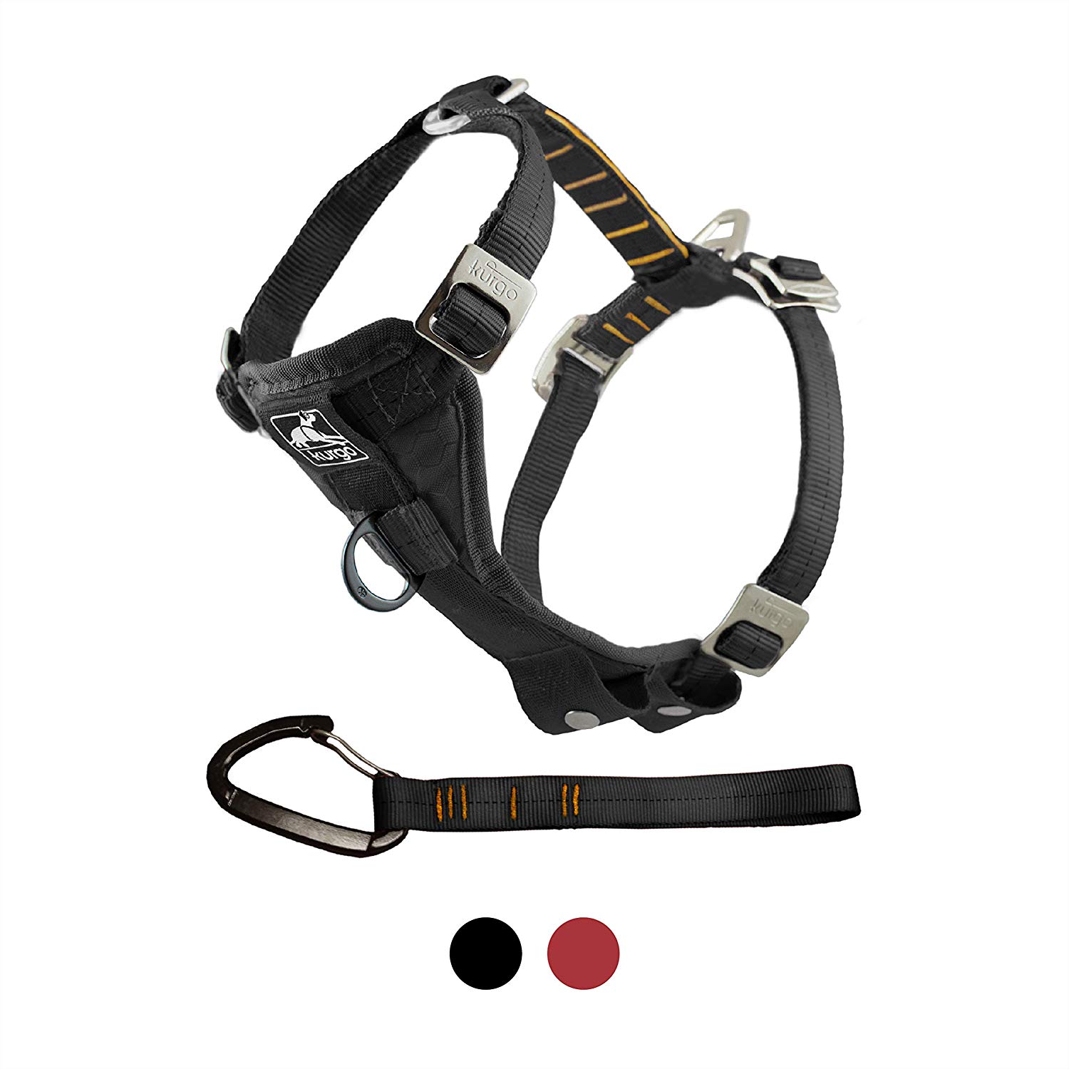 Kurgo Enhanced Strength Tru-Fit Dog Car Harness, Crash Tested, Steel Nesting Buckles, Includes Seatbelt Tether, Black, Large