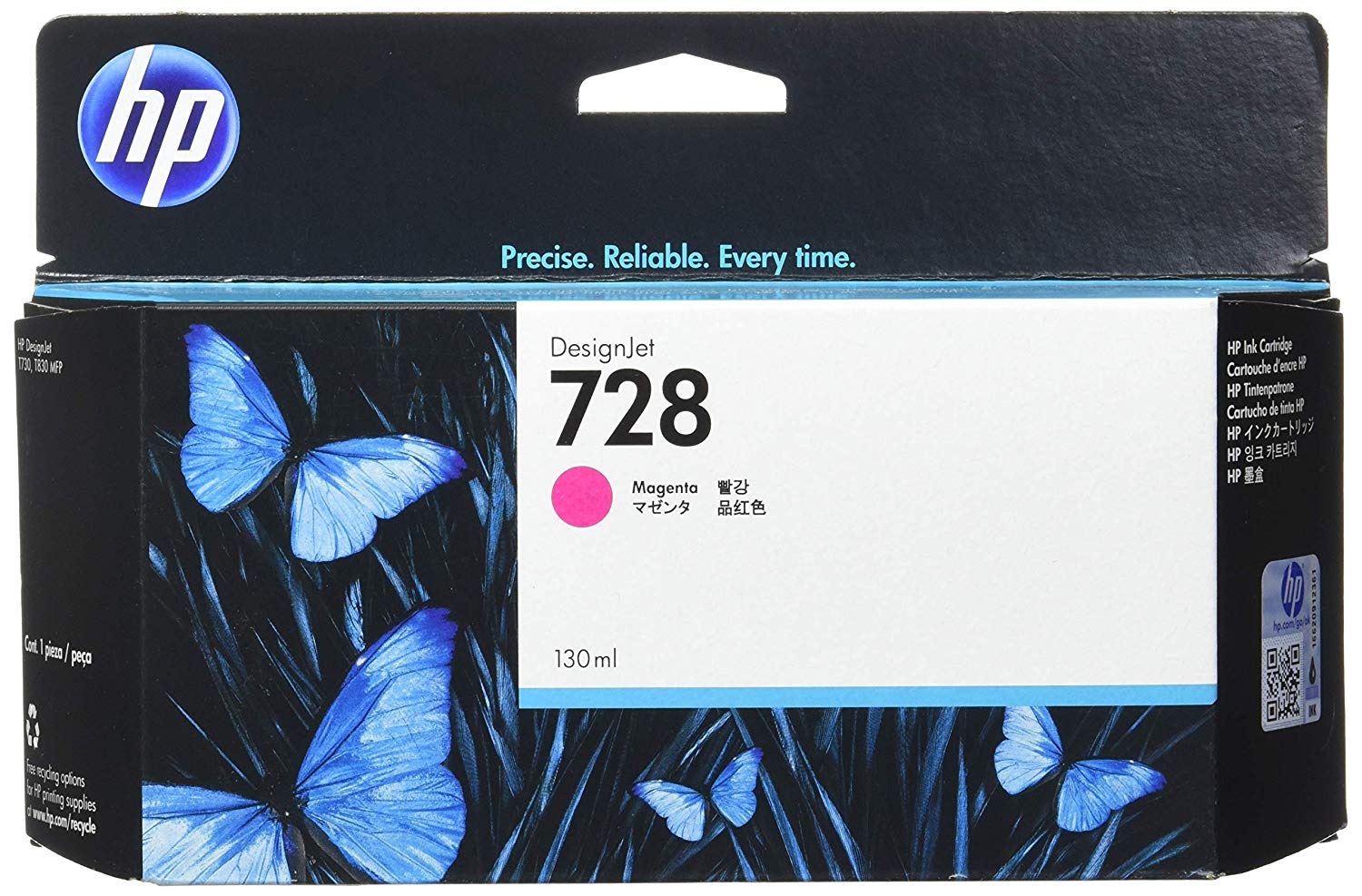 HP 728 F9J66A Magenta 130 ml Genuine Ink Cartridge with Original DesignJet Ink DesignJet T730 and T830 Large Format Plotter Printers 729 DesignJet Printhead