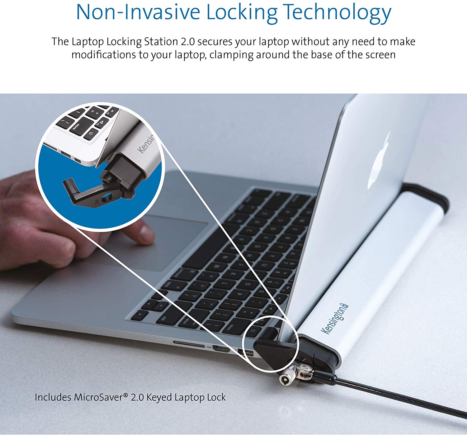Kensington Laptop Locking Station with MicroSaver® 2.0, Argentée, Up to 15.6 Inch MacBooks - Image 3