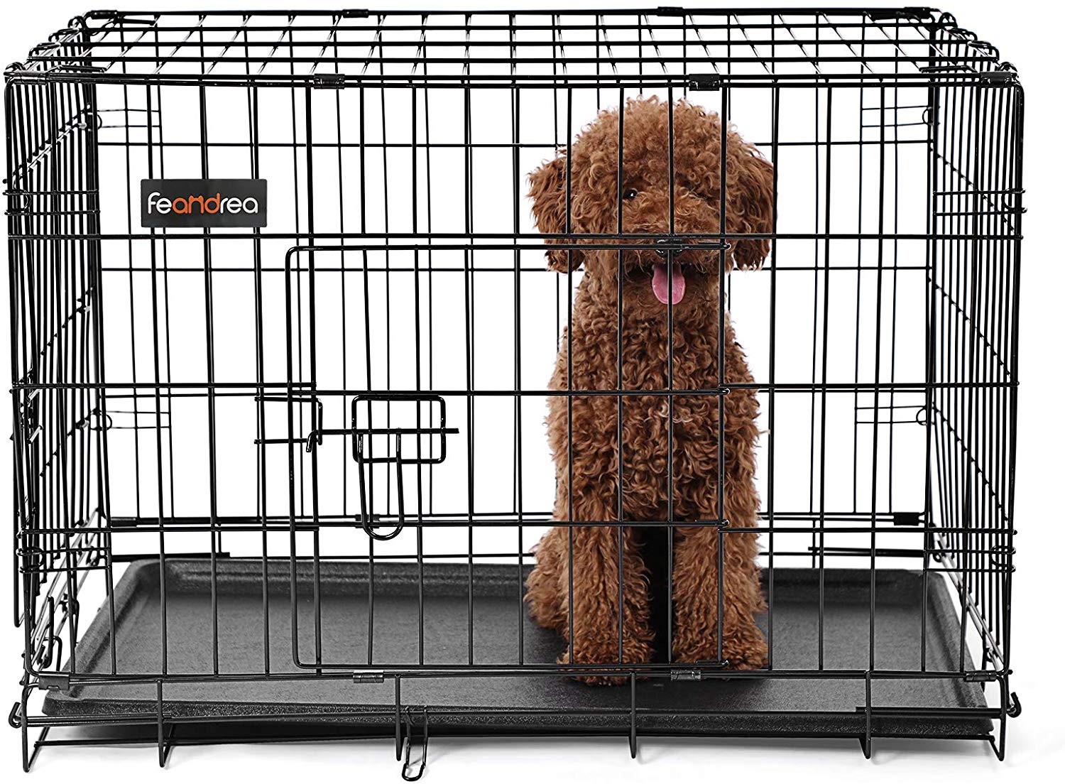 Feandrea Dog Crate, Foldable Dog Cage with 2 Doors, Removable Tray, 77.5 x 48.5 x 55.5 cm, M, Black PPD30H - Image 3