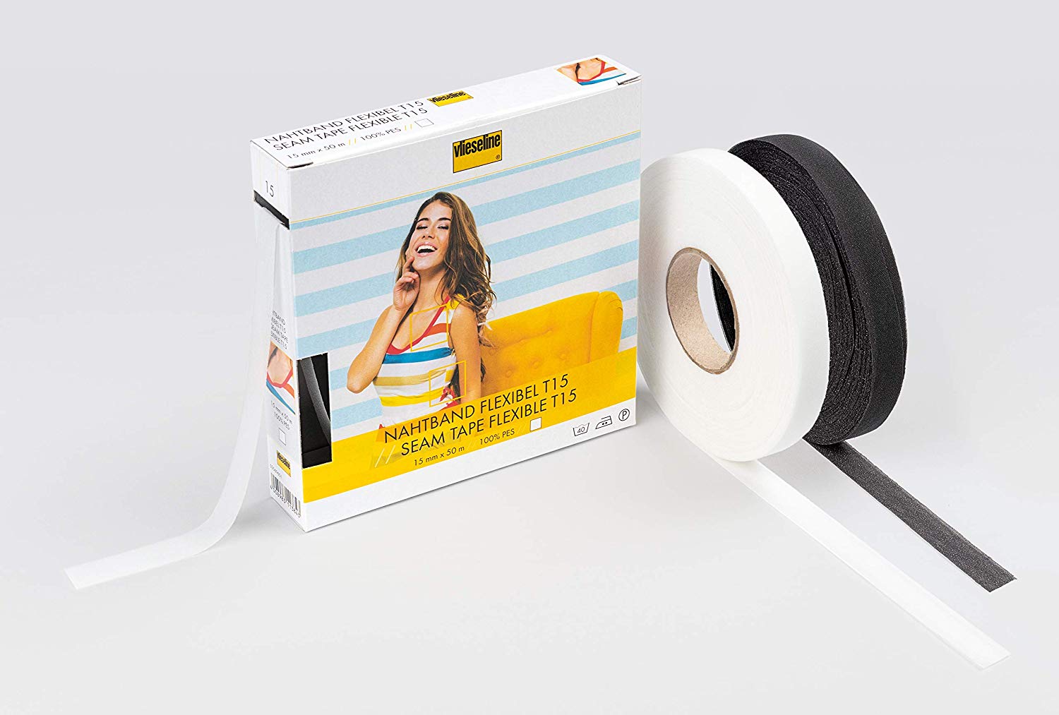 Vlieseline 231052 Seam Tape, Plastic, Black, 50 m Length x 15 mm Thickness, 50 Meter Länge x 15 mm Dicke - Image 2