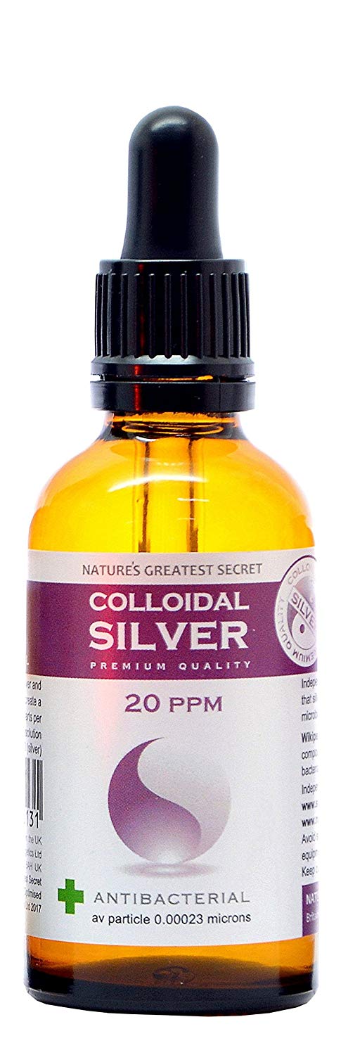 Nature’s Greatest Secret Antibacterial Colloidal Silver 20ppm Dropper Bottle 50ml, Clear, 50 ml (Pack of 1)