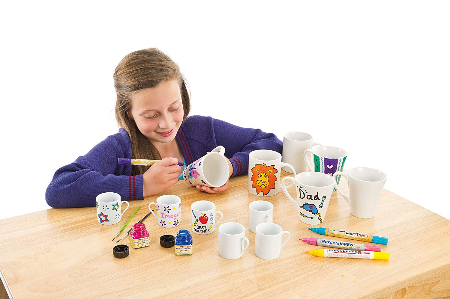 Baker Ross Design Your Own Mugs - Pack of 4, White Porcelain Mugs for Kids To Decorate Arts and Crafts, Ceramic, 4 Count (Pack of 1) - Image 3
