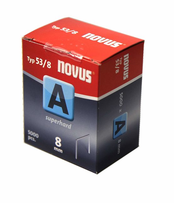 Novus Fine Wire Staples 8 mm - Super Hard Galvanised Staples - Staples for Staple Gun Economy Box of 5000, Type 53/8 - Steel Wire Staples for Fabric & Textiles