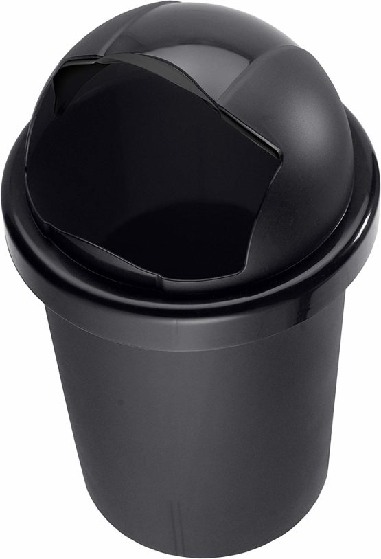 Rotho, Roll Bob, round waste bin 30 l with lid, Plastic (PP) BPA-free, black, 30l (35,5 x 35,5 x 59,5 cm) - Image 3