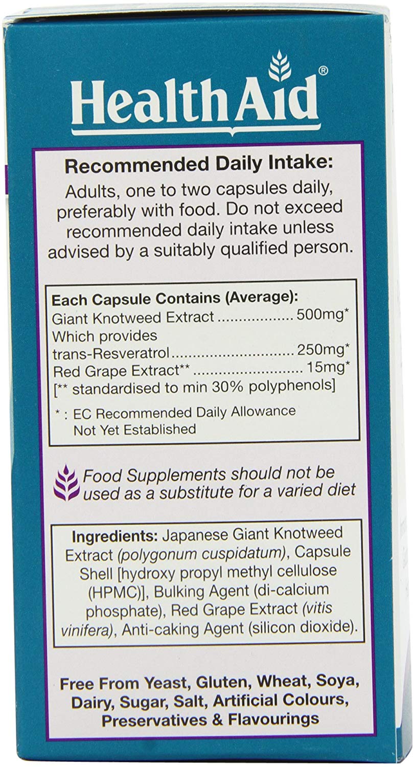 HealthAid Resolife Resveratrol 250 mg - 60 Vegan Capsules,803267, 60 count (Pack of 1) - Image 2