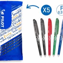 Pilot 0.5 mm Frixion Point Erasable Rollerball Tip - 2 Black/1 Green/1 Red/1 Blue (Pack of 5) FLW538615