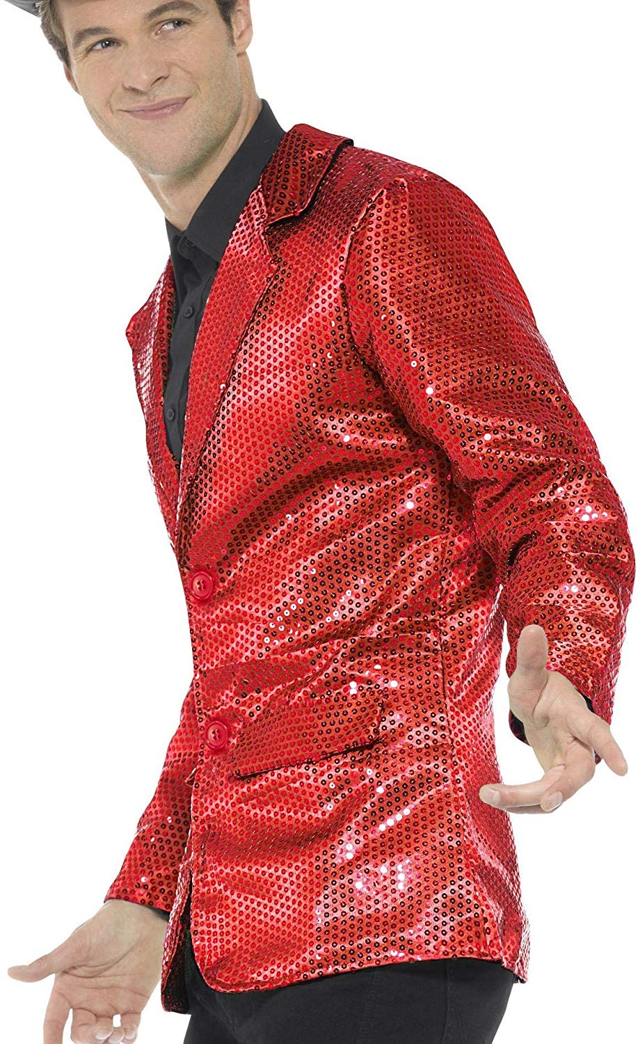 Smiffys Sequin Jacket, Mens, Red, Party & Carnival Fancy Dress, Party Dress Up Costumes, XL - Size 46"-48" - Image 2