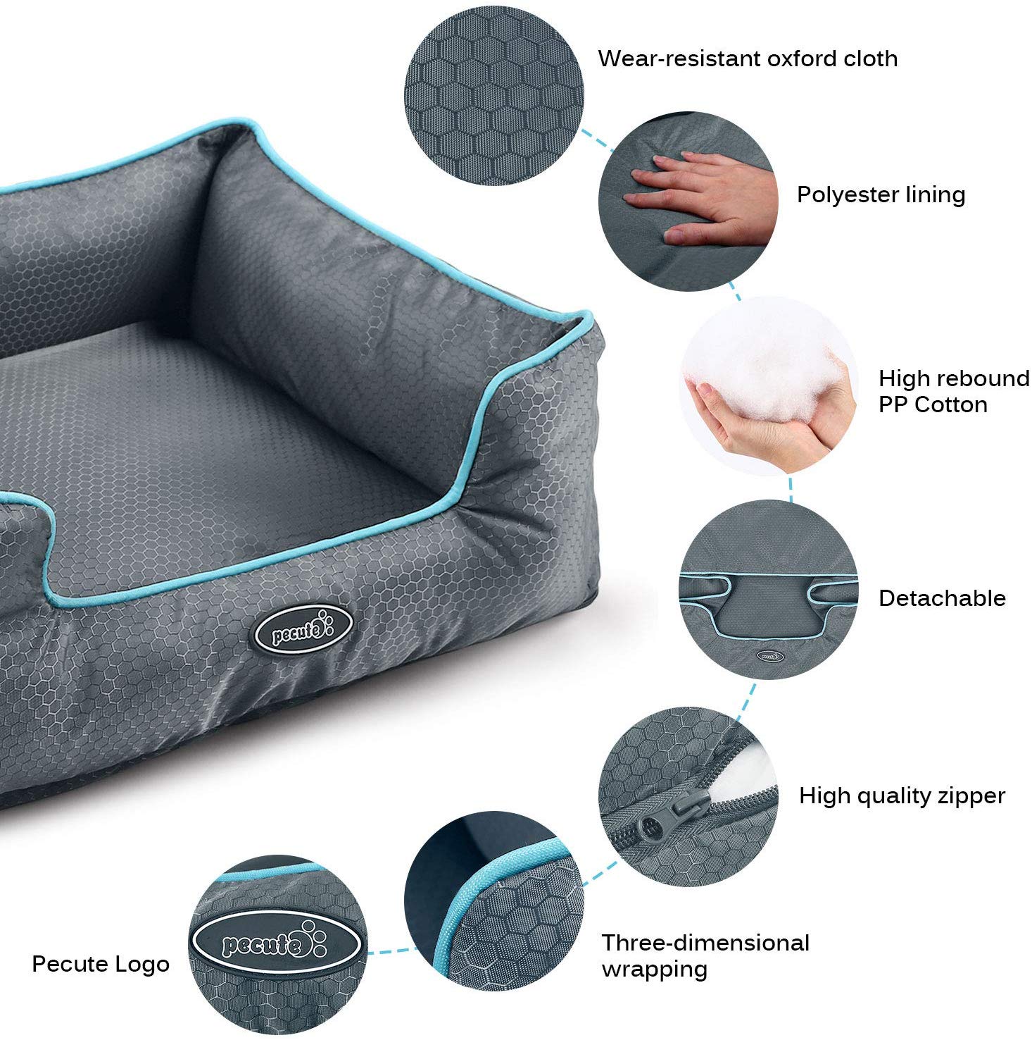 pecute Water Resistant Pet Bed for Cats and Puppies Removable Machine