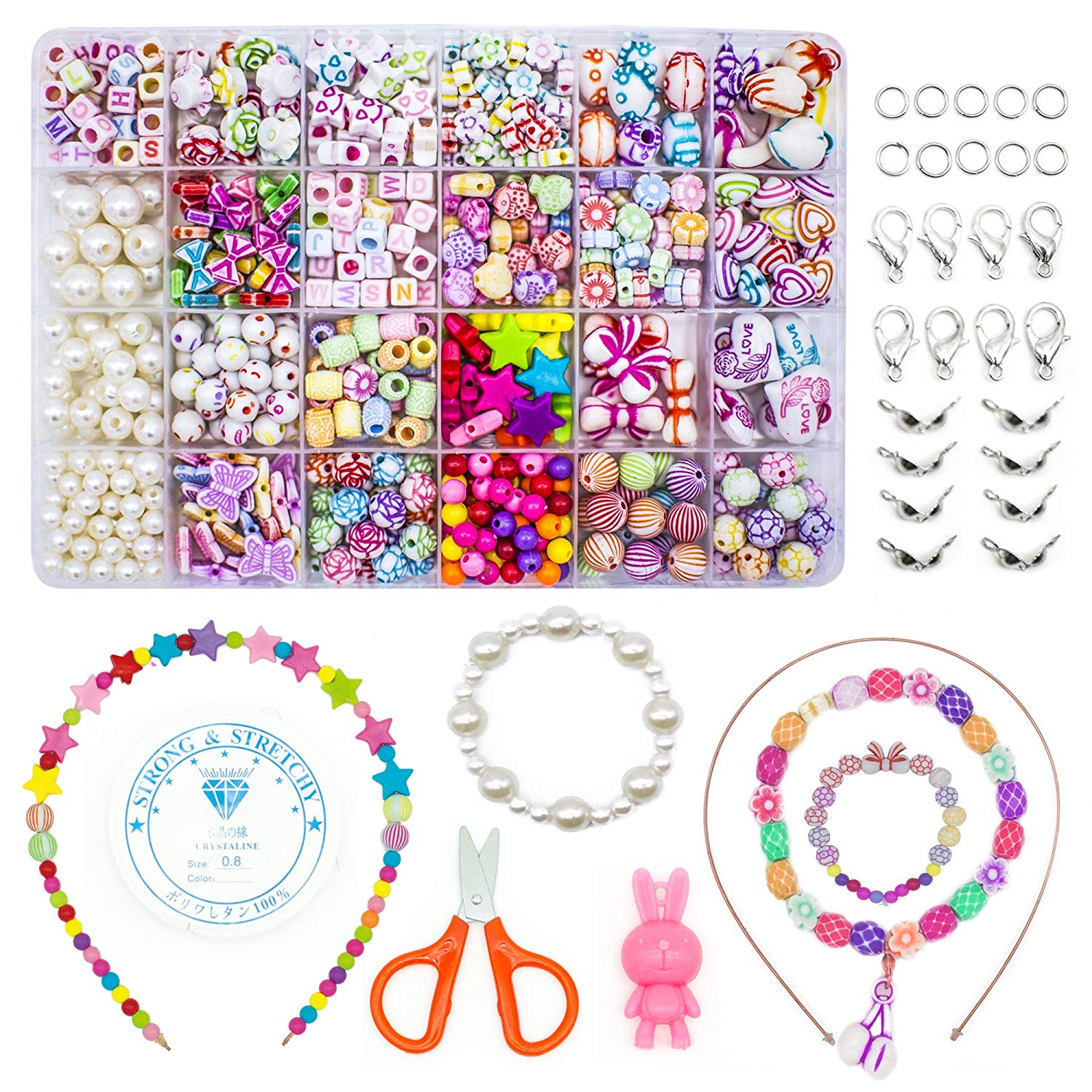 WONDERFORU Children DIY Beads for Jewellery Bracelet Necklaces String Making Kit