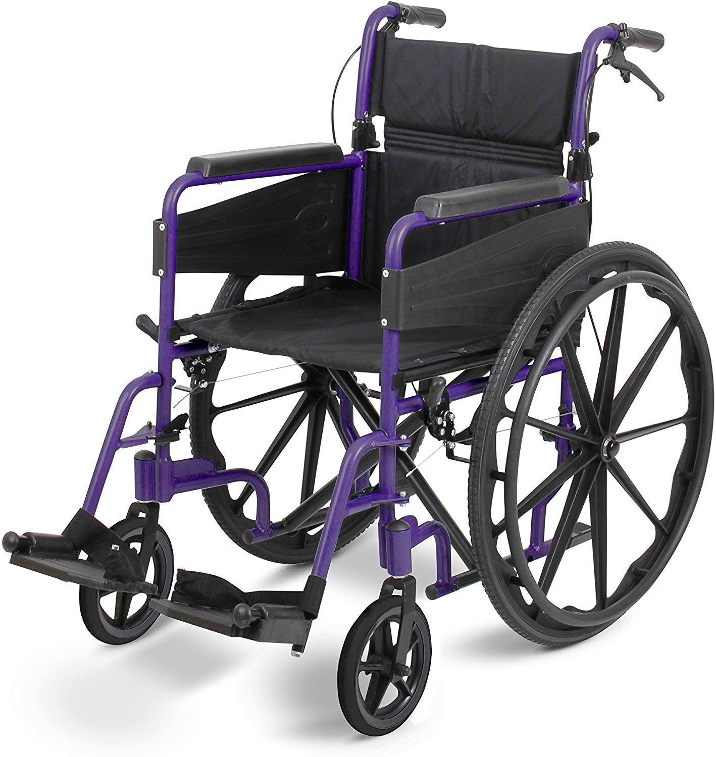 Days Escape Lite Wheelchair, Self Propelled Lightweight Aluminium with Folding Frame, Mobility Aid, Comfy and Sturdy, Portable Transit Travel Chair, Removable Footrests, Narrow, Purple