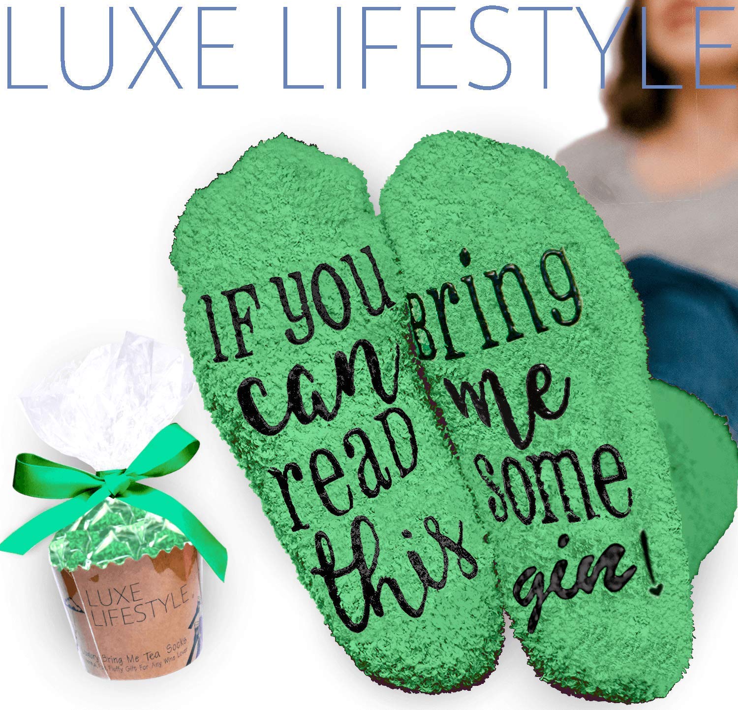 LUXE LIFESTYLE Gifts for Her - Funny “If You Can Read This Bring Me Some Gin!” Cupcake Socks - Birthday Gifts for Women