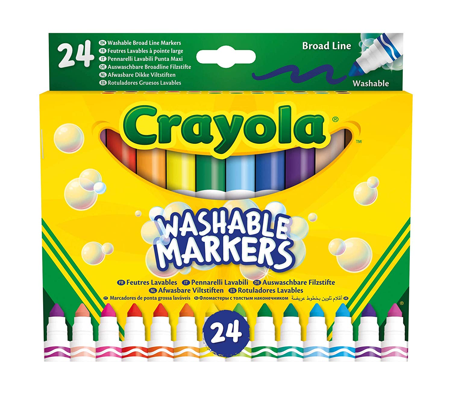 CRAYOLA 24 Washable Fine Tip Assorted School Leisure Marker Pens, Coloured  Maxi tip /