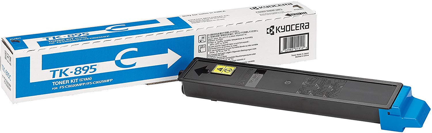 Kyocera TK-895C Toner Cyan, 6,000 Pages, Original Premium Printer Cartridge 1T02K0CNL0 for ECOSYS FS-C8020MFP, FS-C8025MFP