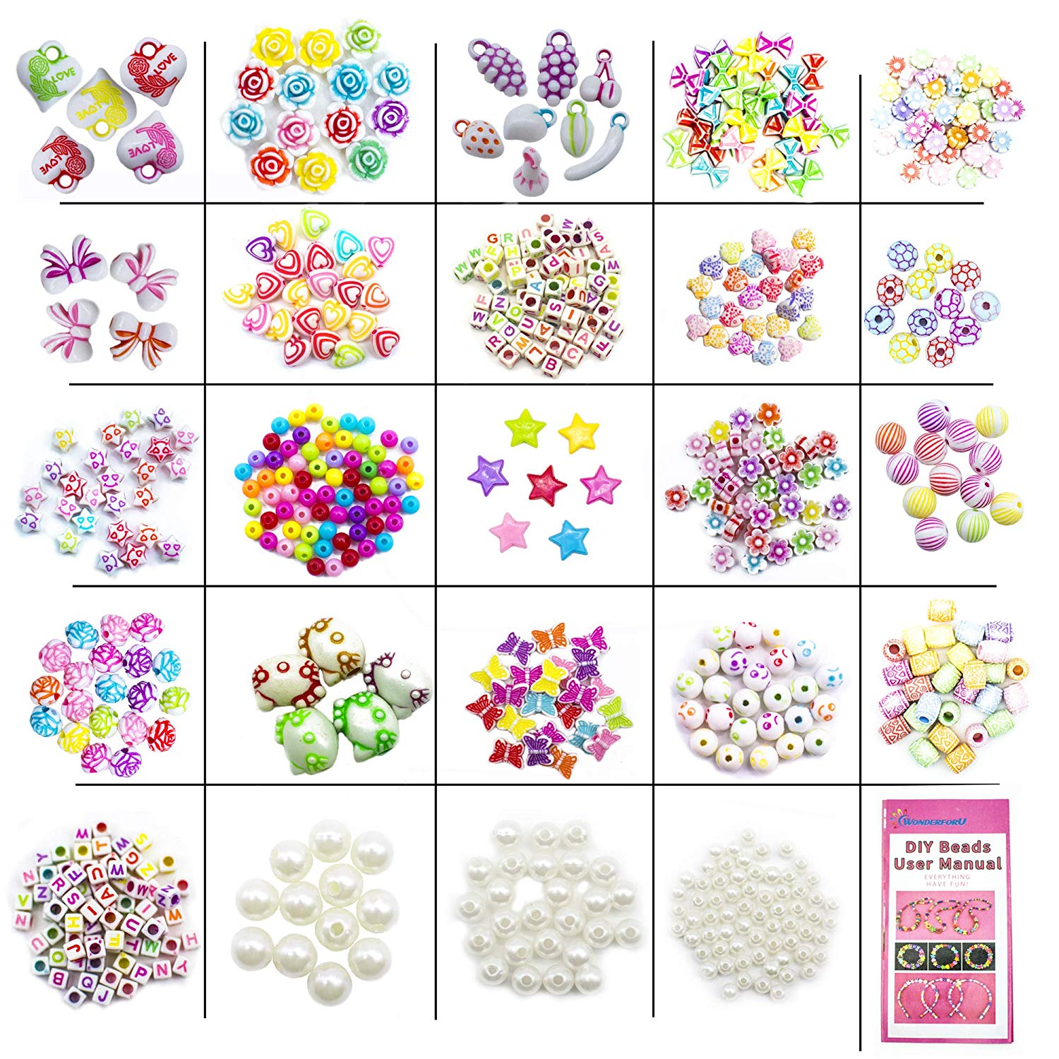 WONDERFORU Children DIY Beads for Jewellery Bracelet Necklaces String Making Kit - Image 2