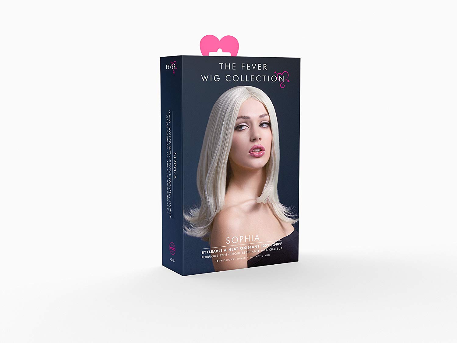 Smiffys Fever Sophia Wig, Blonde Long Layered with Centre Parting, 17inch/43cm, Fever Wigs Fancy Dress, Fever Dress Up Wigs - Image 2