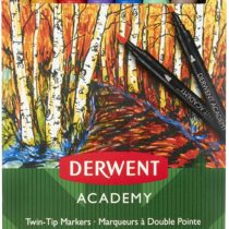 Derwent Academy Twin Tip Markers, Set of 8, Fine & Brush, High Quality, 98206