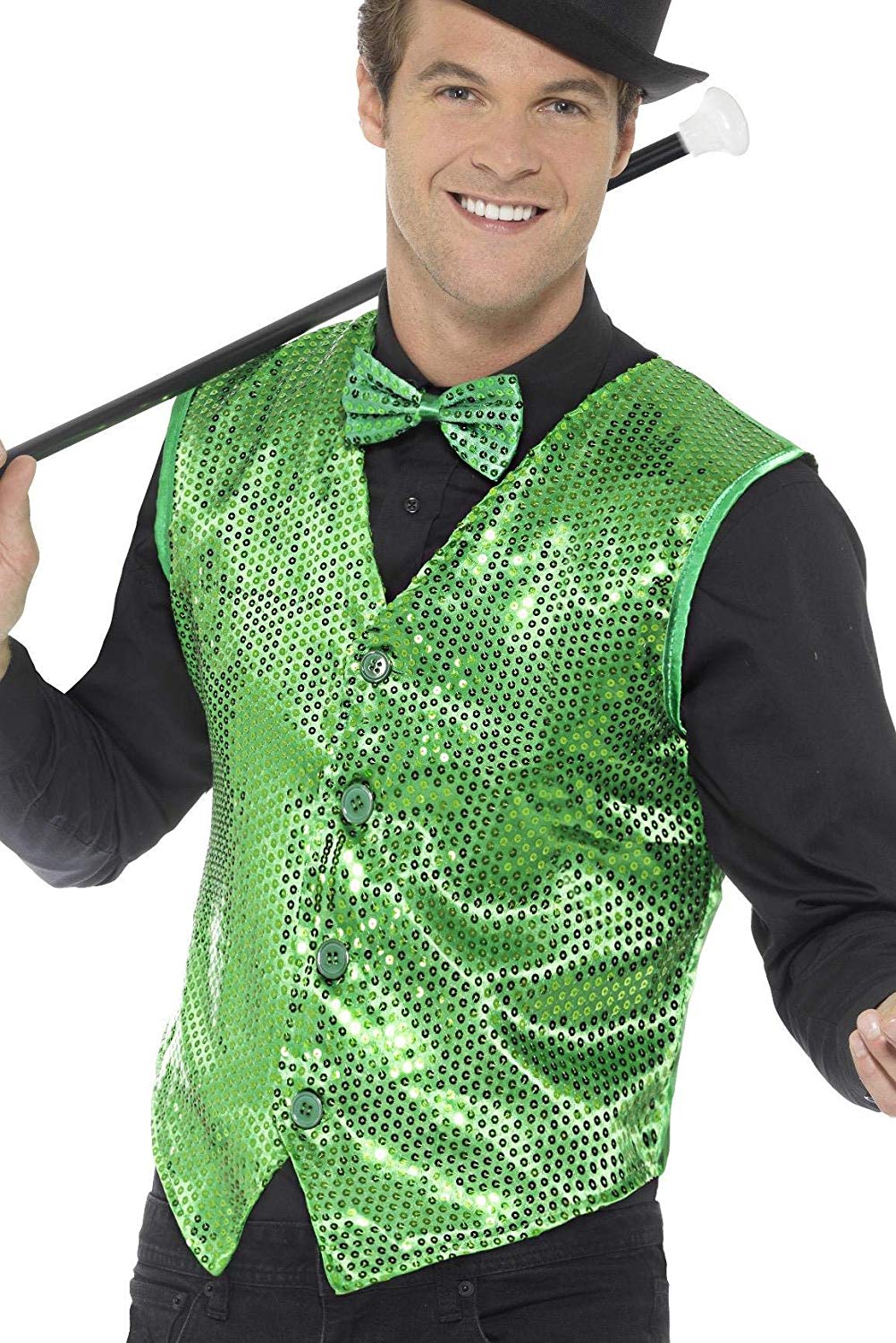 Smiffys Sequin Waistcoat, Green , Party & Carnival Fancy Dress, Party Dress Up Costumes, S - Size 34"-36"