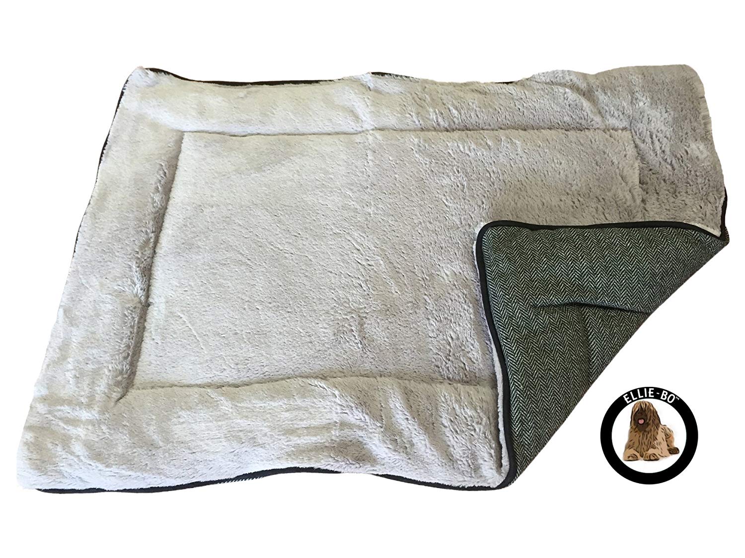 Ellie-Bo Medium Reversible Tweed and Grey Faux Fur Mat for 30-inch Dog Cage, 71 x 48 x 3 cm (L x W x H) - Image 3
