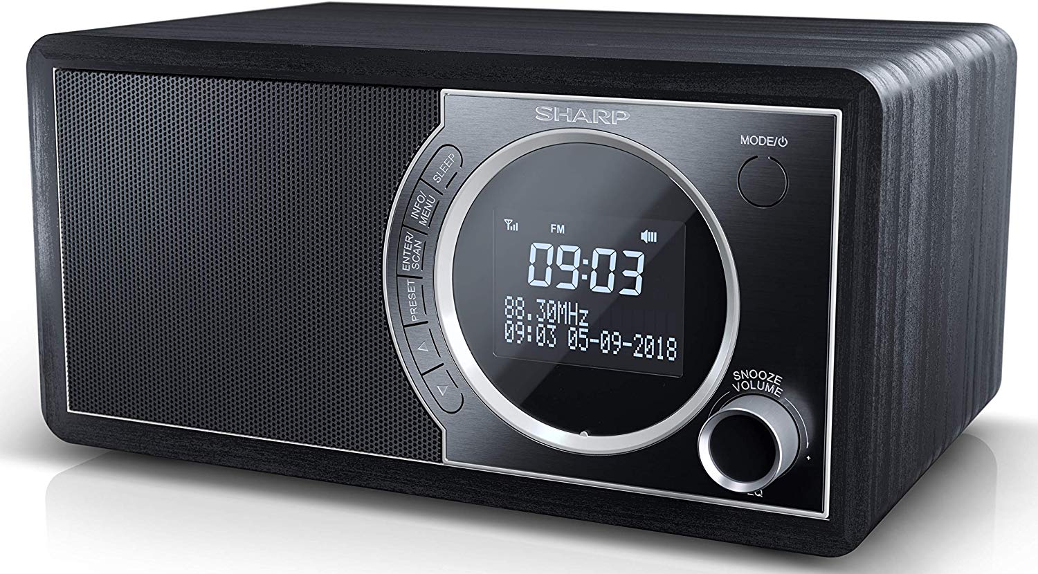 SHARP DR-450(BK) Digital Radio with DAB/DAB+/FM, Bluetooth 4.2, 20 Station Presets, Alarm & Snooze, Wooden Speaker Housing - Image 3