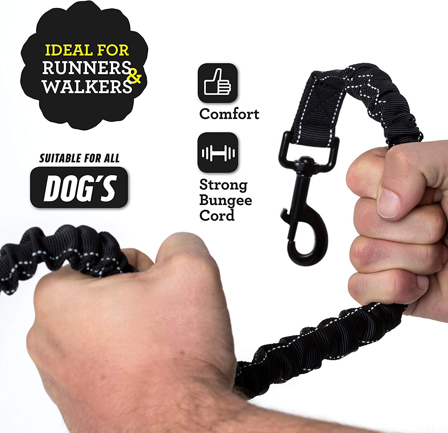 Barkswell Hands Free Dog Lead - Running Lead with Waist Belt and Bungee Cord, Original Black, 1 Dog - Image 3