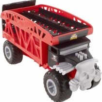 Hot Wheels FYK13 Large-scale Monster Mover stores twelve 1:64 scale trucks