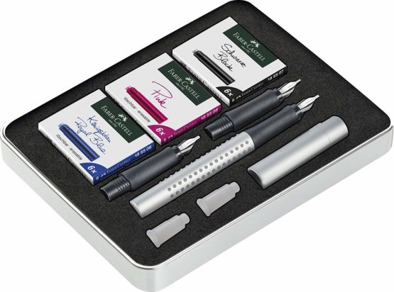Faber-Castell 201629 Grip 2011 Calligraphy Set, Silver