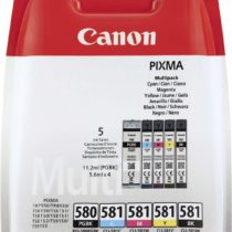 Canon Original PGI-580 PGBK, CLI-581 (C/M/Y/BK) Ink Cartridge - Black (Pack of 5)