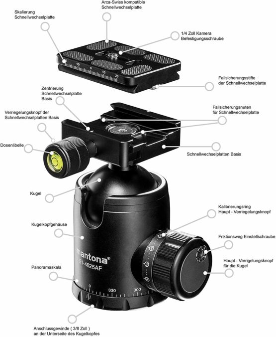 Mantona Fortress 46 Ball Head Black - Image 2