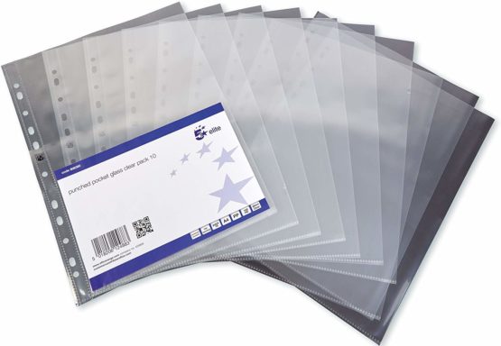 5 Star Elite Presentation Punched Pocket Polypropylene Top-opening A4 Clear [Pack 10], White