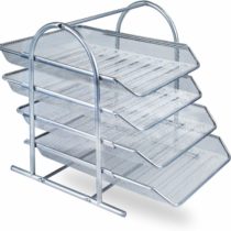 Zuvo Mesh Desk Organiser 4 Tier Letter Tray Organizer Office Desktop Document Paper File Storage Mesh Filling Collection for Home &Office Use (Silver), 90031