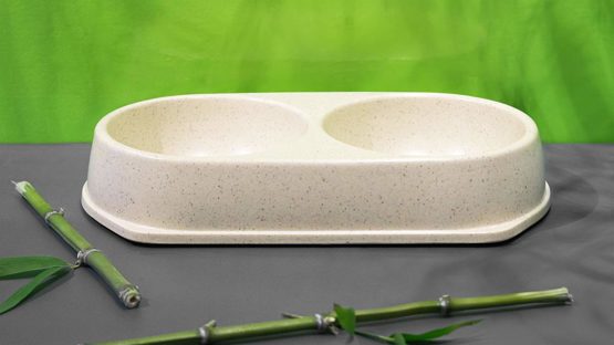 Bamboo Bowls Bamboo Eco-Friendly, Non-Slip Durable Cream Double Pet Bowl, Made with Bamboo Fibres, 2x 450ml Bowls, One Size - Image 4