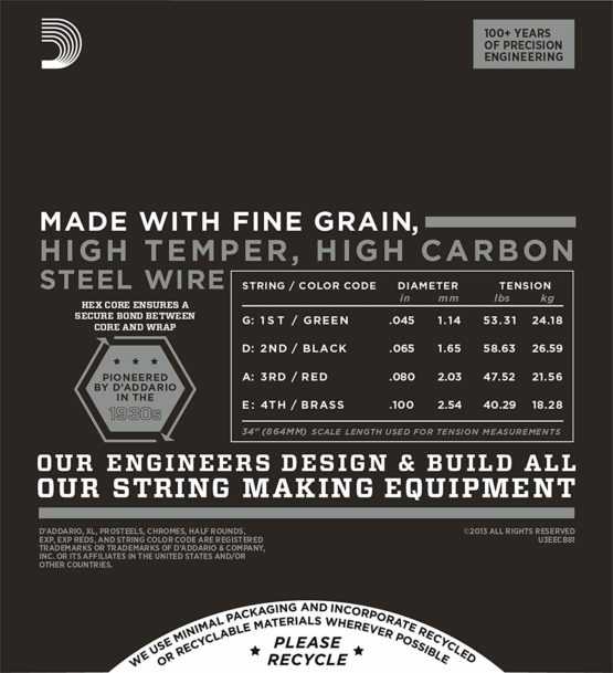 D'Addario ECB81 XL Chromes Regular Light (.045-.100) Electric Bass Guitar Strings - Image 3