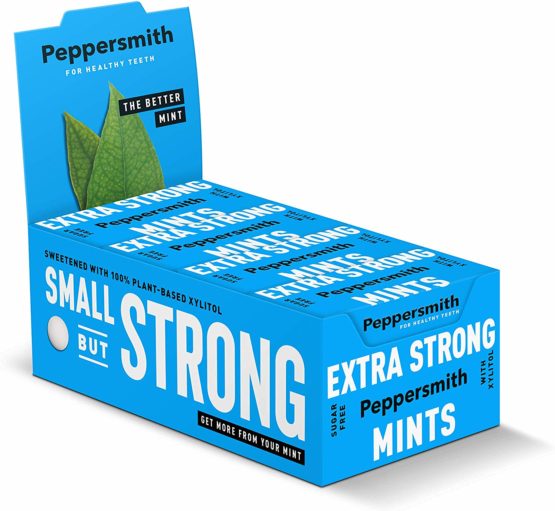 Peppersmith Extra-Strong Eucalyptus 100% Xylitol-Sweetened Multipack Mints, Sugar-Free and Good for Teeth — 12 x 15g Packs
