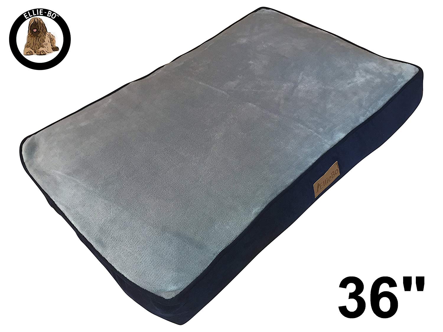 Ellie-Bo Large Dog Bed for 36-inch Dog Cage/Crate, Blue Corduroy/Grey FauxFur, Blue Corduroy/Grey Faux Fur Top