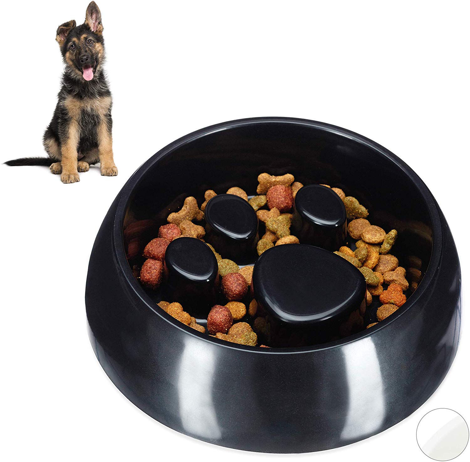 Relaxdays Relaxdays Foraging Feeding Bowl for Slow Eating Cats & Dogs, Bloat Stop Dish, Dishwasher-Safe, Black