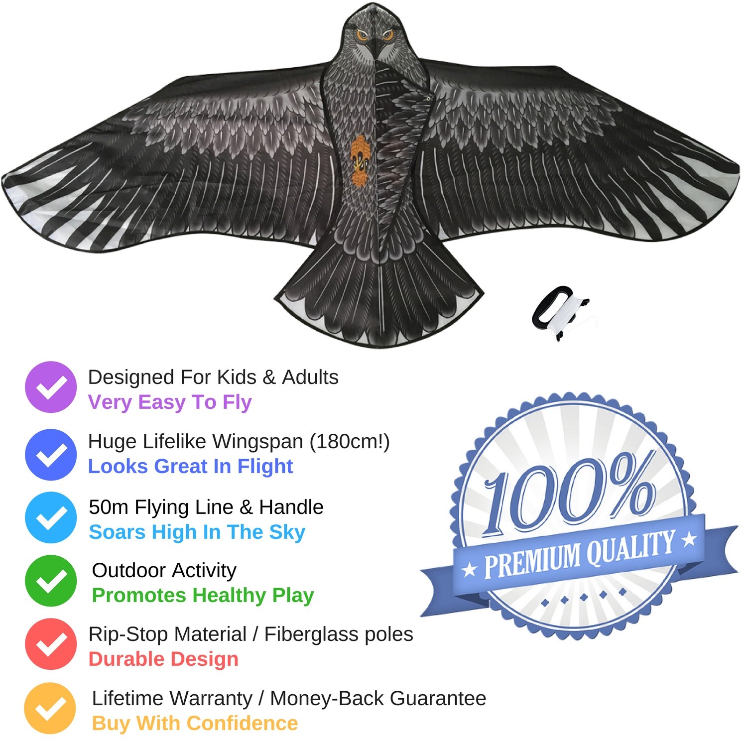 Large Eagle Bird Kite for Children & Adults Huge Wingspan and