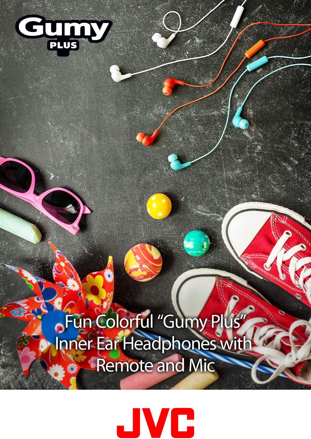 JVC Gumy Plus In Ear Headphones Earphones with Bass Boost, Comfortable Earbuds and Built In Mic and Remote for Call Handling Pink - Image 2