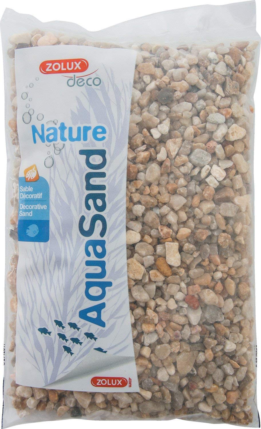 Zolux Aquarium Gravel Natural Quartz Large granulométie 3 - 8 mm - 1 Kg, Multicolored, 1 kg (Lot de 1)