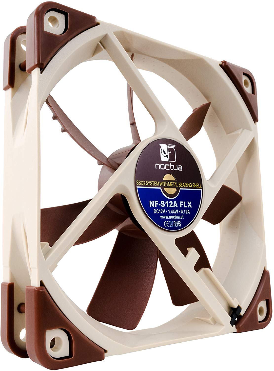 Noctua NF-S12A FLX, Premium Quiet Fan, 3-Pin (120mm, Brown), Black