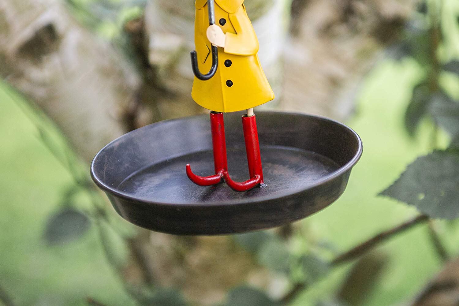 Garden Mile Decorative Hanging Bird Seed Tray, Umbrella Girl Metal Bird Feeder Ornament - Image 2