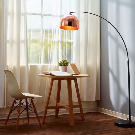 Versanora - Arquer 170cm Modern Arc Floor Lamp Reading Light for Living Room Bedroom. Marble Base. Polished Rose Gold Finish - Image 3