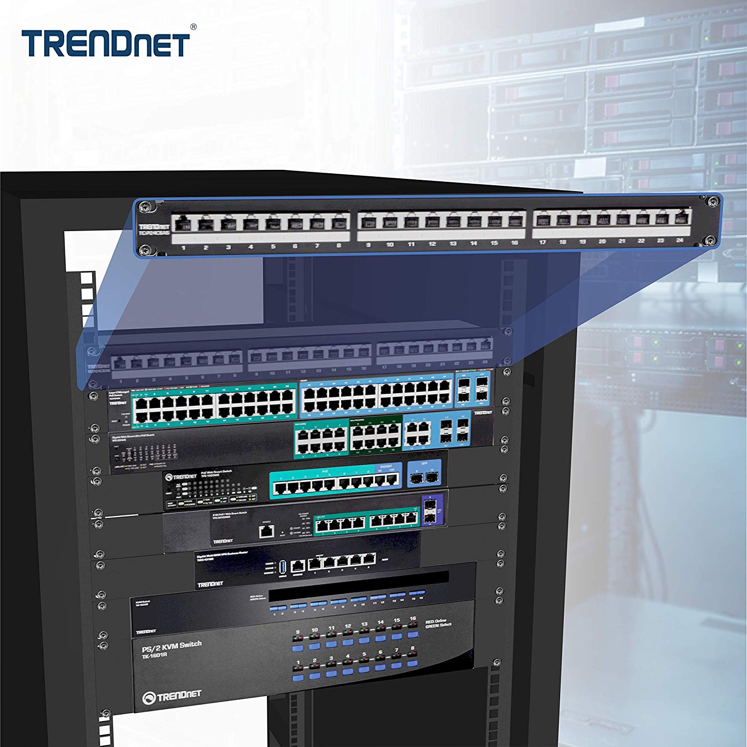 TRENDnet 24-Port Cat6A Shielded 1U Patch Panel, 1000BASE-T/10GBASE-T Support, Compatible with Cat5e, Cat6, Cat6a - Image 3