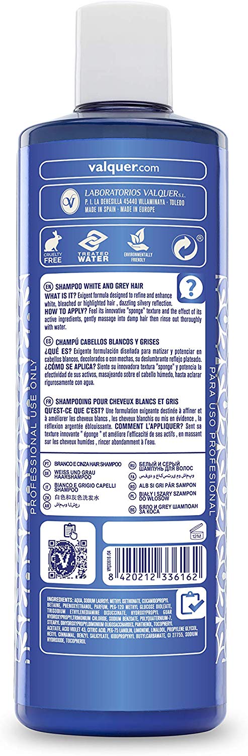 Valquer Profesional Shampoo for White and Grey Hair% No Salt, Sulphates, Parabens and Silicones, 400 ml, Single-Coloured - Image 2